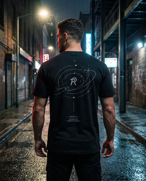 Футболка REBUS+ &laquo;Orbit Tee&raquo; Black &mdash; щільна бавовна 230 г/м&sup2;, вишивка REBUS-TEE-ORBIT фото