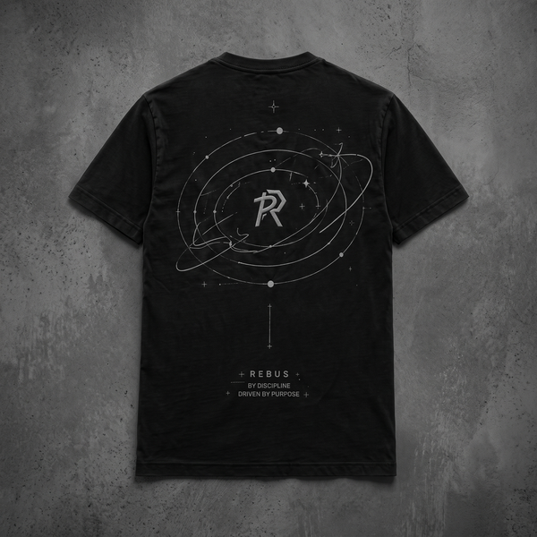 Футболка REBUS+ &laquo;Orbit Tee&raquo; Black &mdash; щільна бавовна 230 г/м&sup2;, вишивка REBUS-TEE-ORBIT фото